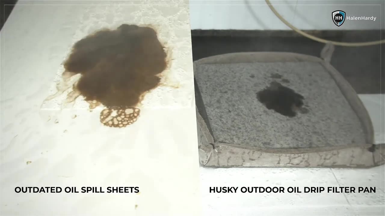 White spill sheet vs HalenHardy Spilltration® Husky Polyback Oil Filter Pan