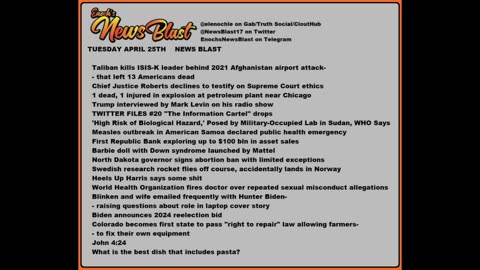 Tuesday, April 25, 2023 News Blast. #Enoch #NewsBlastReading #NBR