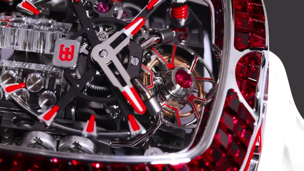 The Jacob & Co. Bugatti Chiron Tourbillon Baguette Rubies White Gold