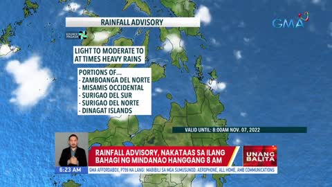 Rainfall advisory, nakataas sa ilang bahagi ng Mindanao hanggang 8 AM