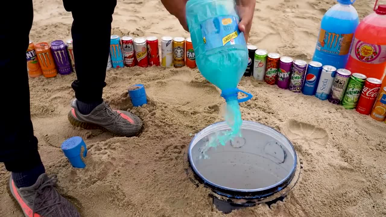 Big Underground Volcanic Eruption from Coca-Cola, Mtn Dew, Monster, Fanta, 7up, Mirinda and Mentos2