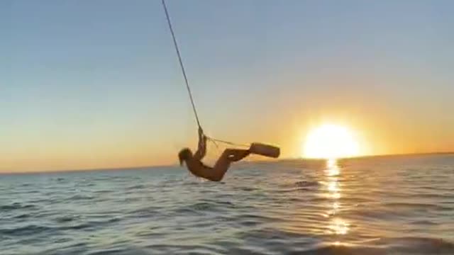 The girl was playing in the sea