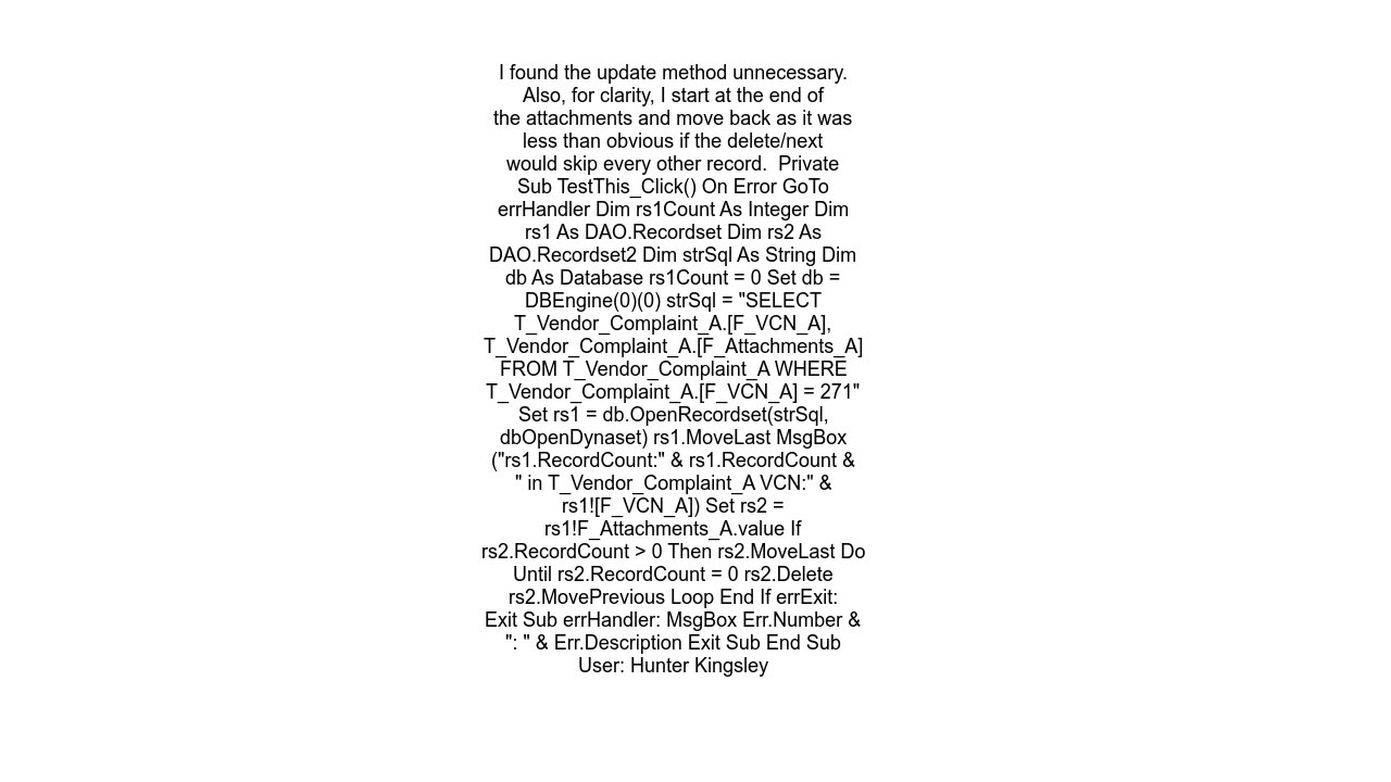 Delete data in attachment field