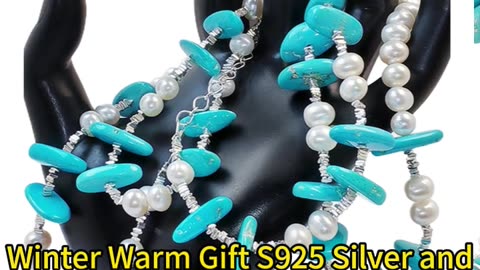 GN-20241211-01 Winter Warm Gift S925 Silver and Natural Turquoise with Pearl High Quality Necklace