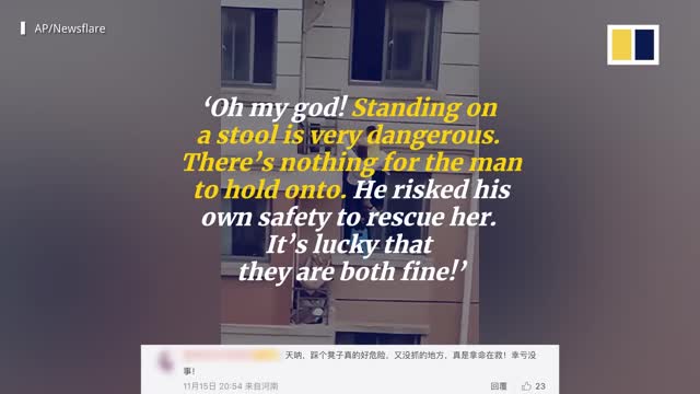 Brave man in China rescues 4-year-old girl hanging from window