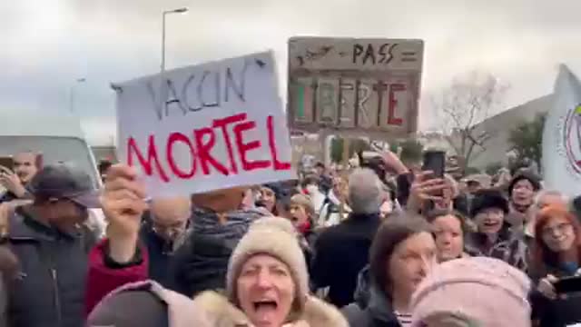 French protestors in Paris surround Pfizer building