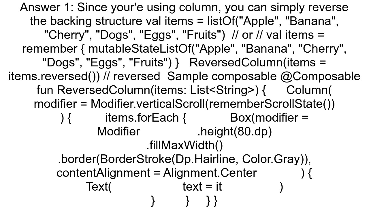 Jetpack Compose reversed column