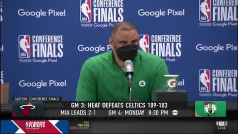 Celtics HC Ime Udoka: "Marcus Smart had a 'rolled ankle' and Jayson Tatum had a stinger