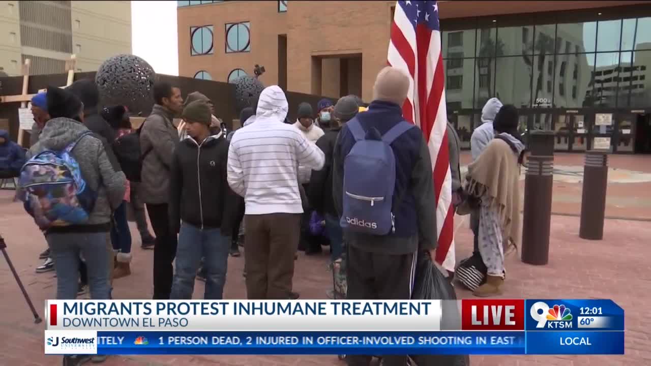 Migrants protesting inhumane treatment in downtown El Paso