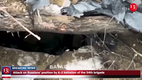 Ukrainian fighters enter the trench where 25 Russians were hiding