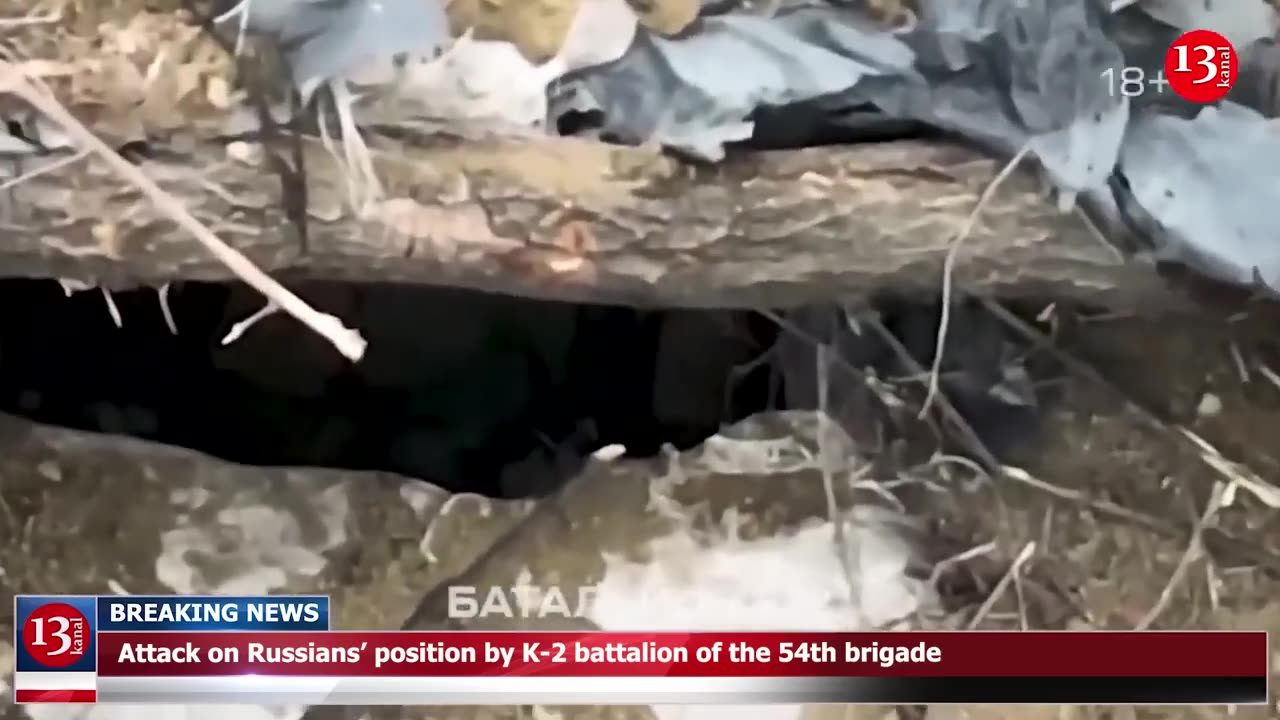 Ukrainian fighters enter the trench where 25 Russians were hiding