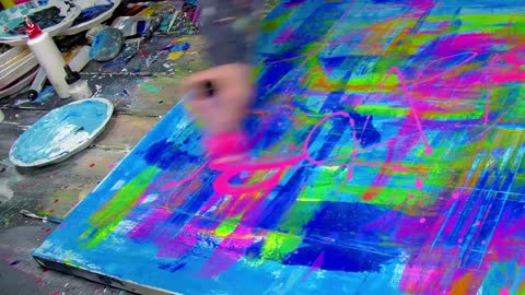 Colorful Pop Art / Abstract Painting Demo With Stencils | Peace-7