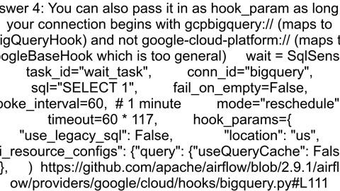 How to pass use_legacy_sqlFalse to the SqlSensor in an Airflow DAG with a BigQuery connection