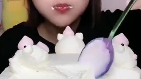 ASMR Eating Full Cream Cake 🍰 / Crepe Cake 🍰