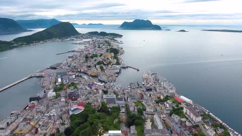 city of alesund norway aerial footage