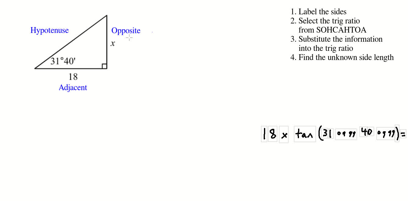 Trigonometry, finding an unknown side length