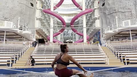 Slick Slackline Tricks Over Swimming Pool