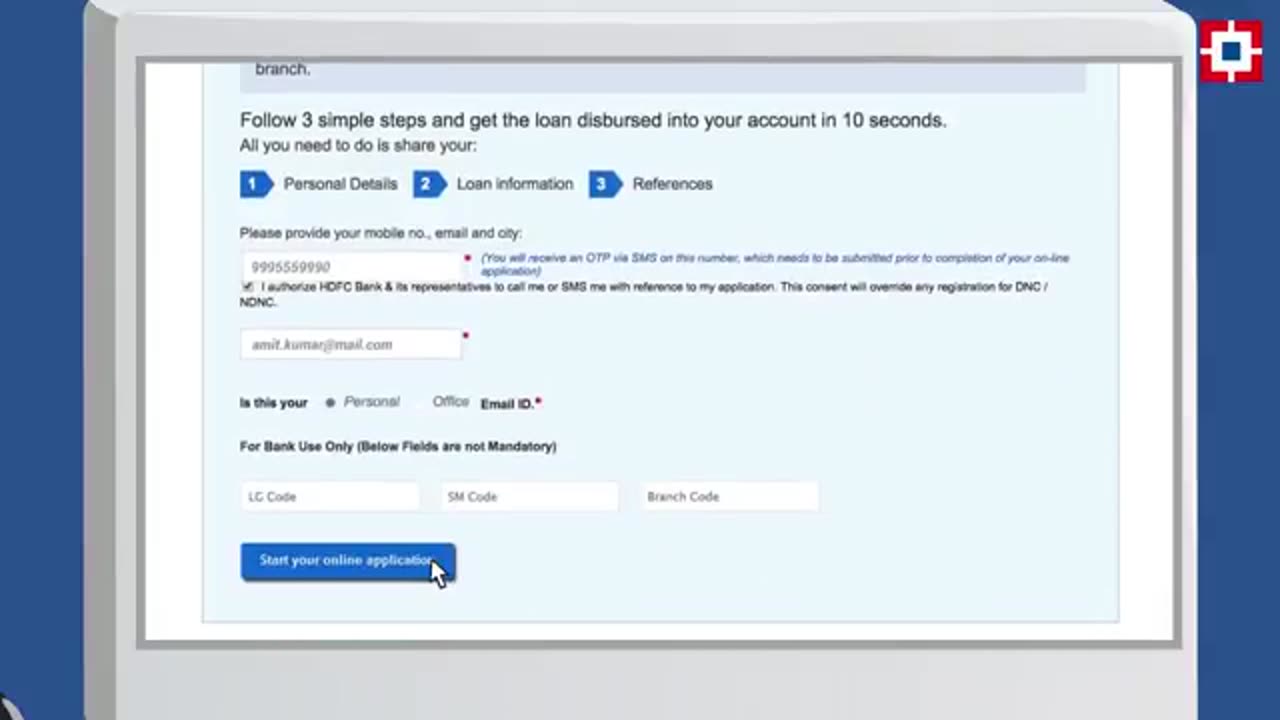 Apply for Instant Personal Loan in 10 seconds | HDFC Bank