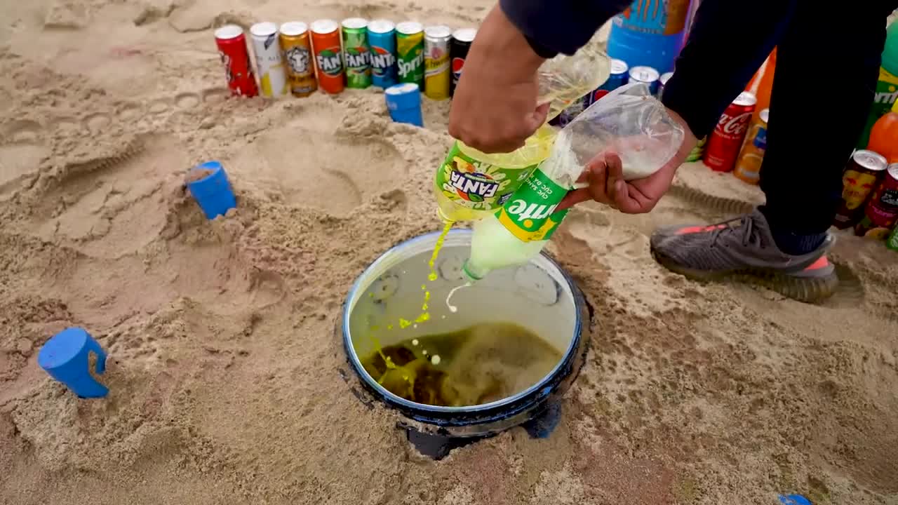 Big Underground Volcanic Eruption from Coca-Cola,Mtn Dew, Monster, Fanta, 7up, Mirinda and Mentos6