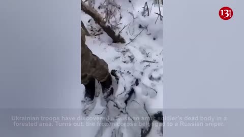 The remains of Russian sniper frozen under snow - "There was no one to take him”