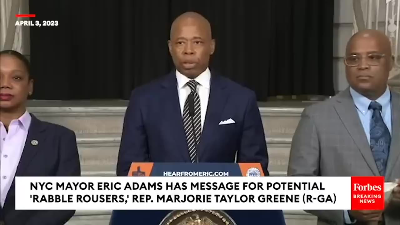 JUST IN- Eric Adams Has Message For Marjorie Taylor Greene Visiting NYC To Protest Trump Arraignment