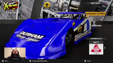 100% Late Model Season in Xtreme Dirt Tour on NASCAR Heat 3. Race #10. Drebin.