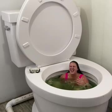 Falling into the Worlds Largest Toilet Green Swimming Pool #shorts