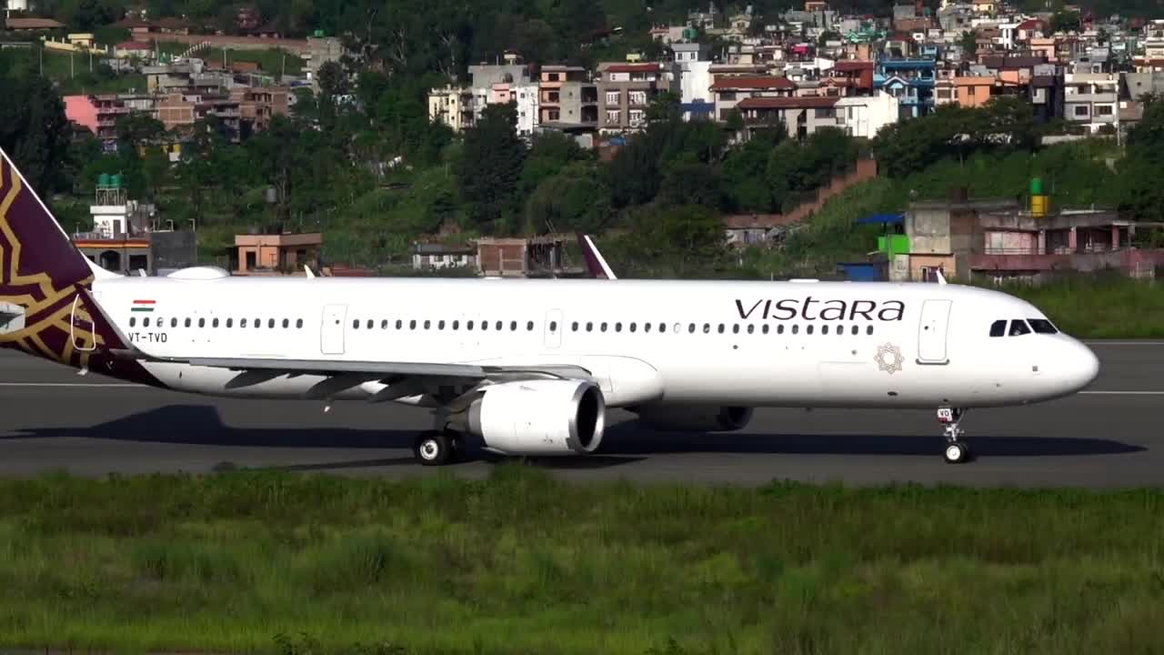 Vistara Air Airbus A321 Neo arrives Nepal for the first time.