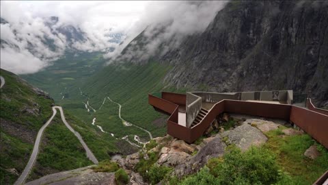 troll road lookout observation deck view point beautiful nature norway