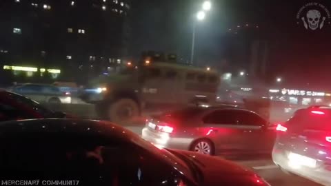 Military vehicles on the streets of Kyiv