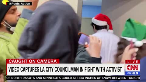 Fight at LA city council holiday event caught on video