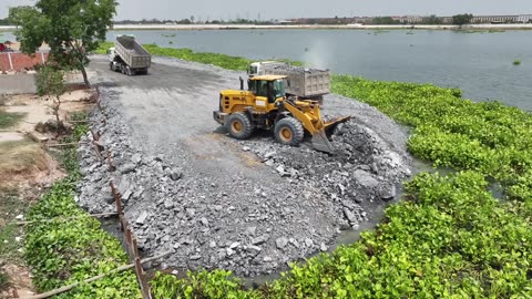 Ep23,The Continue Project Wheel Loader Push Stone In Water Deep ,The Water Was So Deep That It Broke