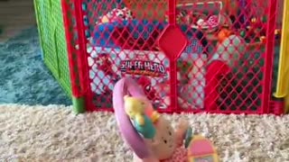 Baby is Shocked When Dad Kicks Over Doll in Stroller