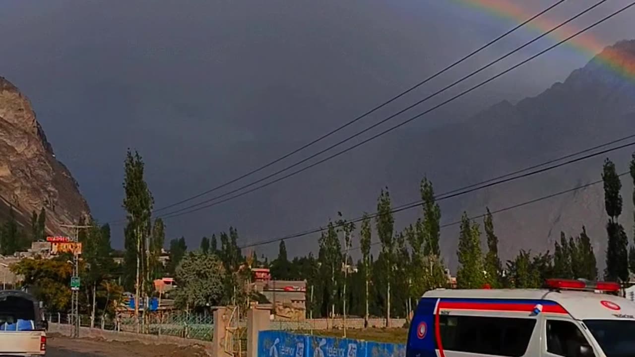 After Rain Fall Beautiful Rainbow 🌈 View Skardu