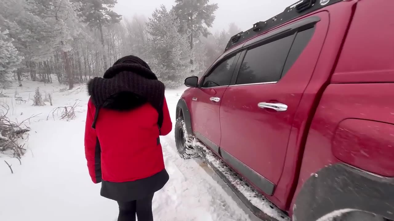 SNOW CAMPING IN THE STORM WITH OUR NEW INFLATABLE TENT 2