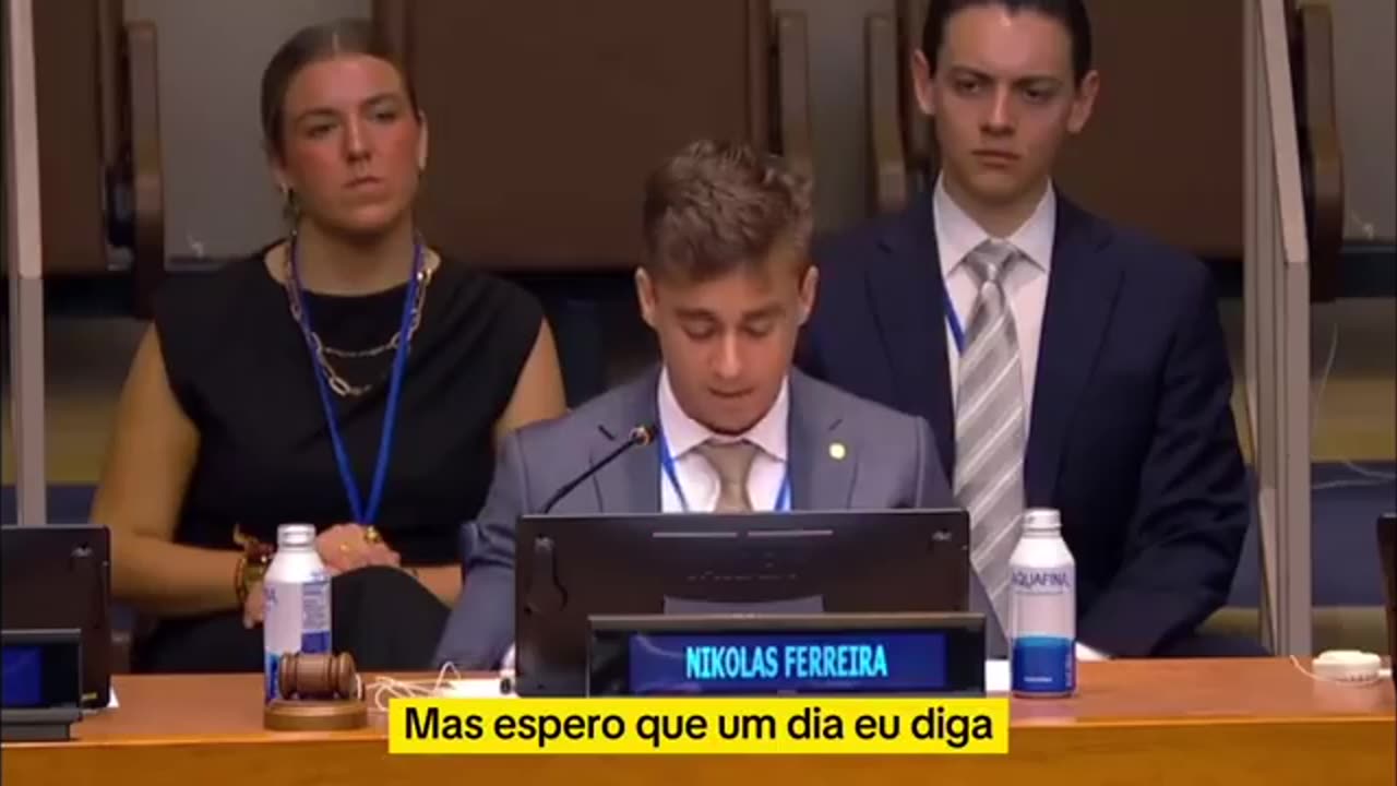 O deputado Nikolas Ferreira se manifesta na ONU