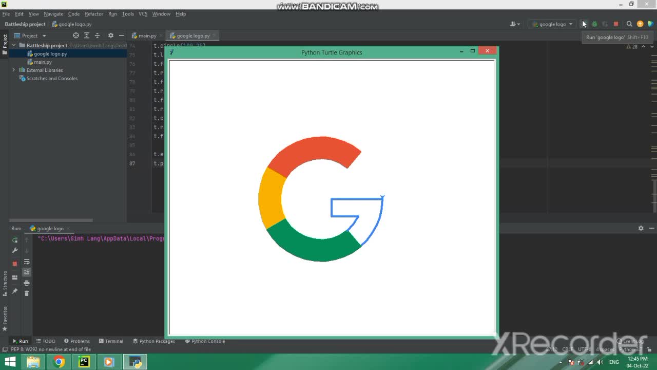 How to design Google logo using python turtle (Gimh Lang Tutorials)