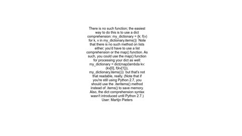 Mapping over values in a python dictionary