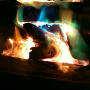 Awesome multi colors in a fire pit