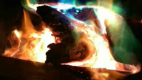 Awesome multi colors in a fire pit