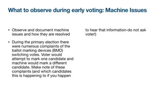 Early voting poll observer training