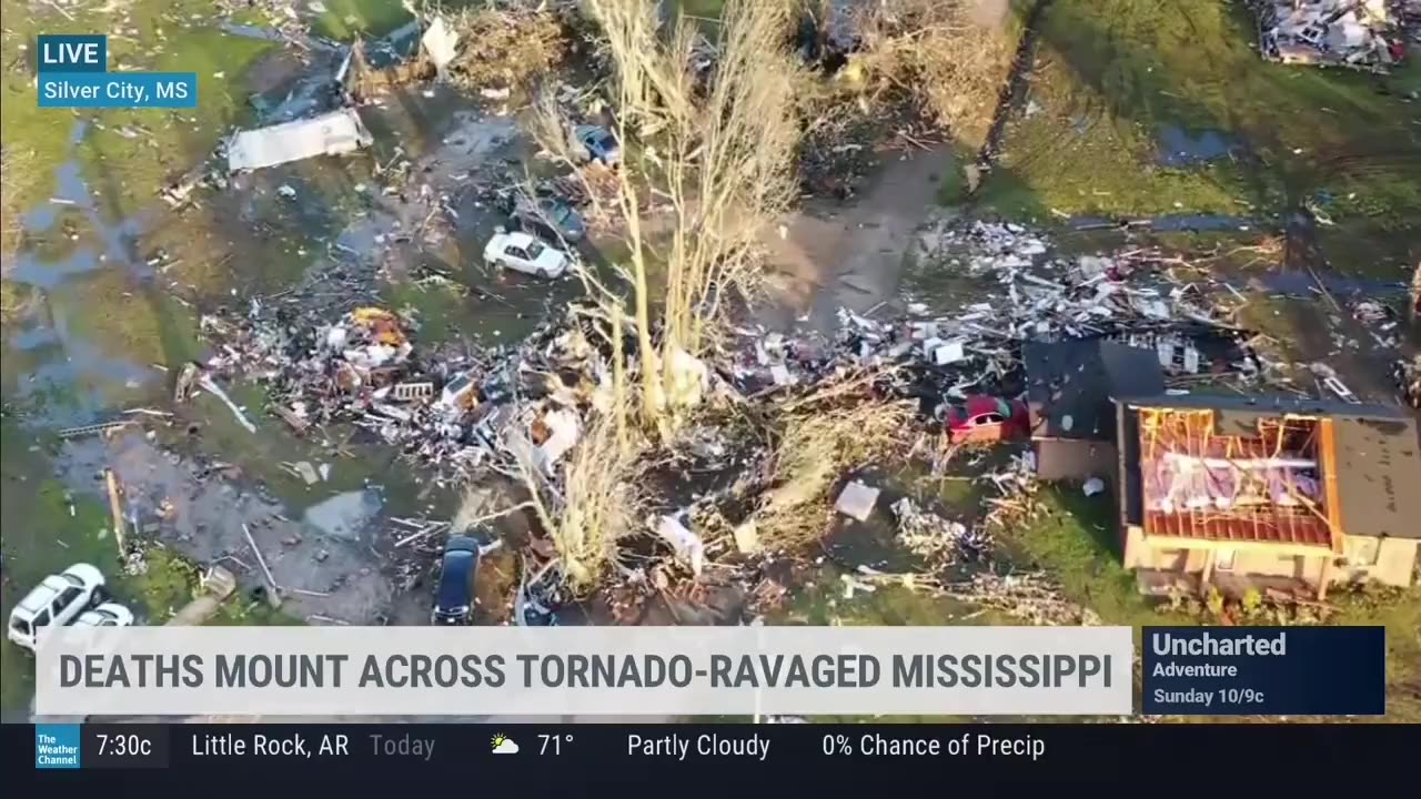 Major damage in Silver City MS after Tornado