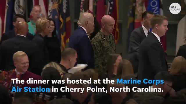 Joe Biden enjoys Thanksgiving meal with troops in North Carolina | USA TODAY