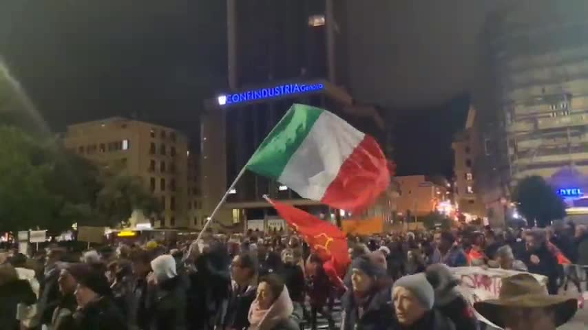 Genova, Italy: Vaccine passport protest Nov. 27, 2021
