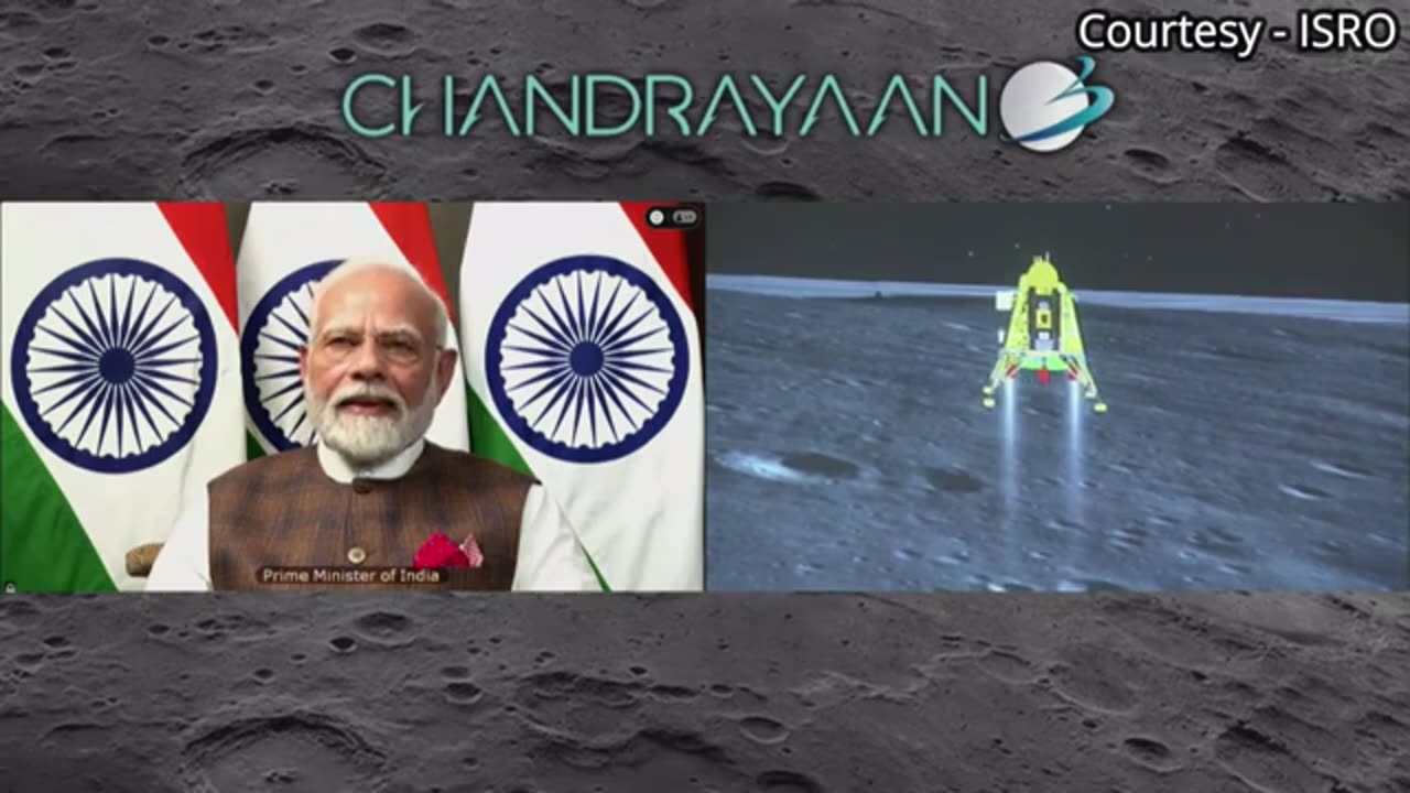 Final moment of Chandrayan-3 soft landing on moon