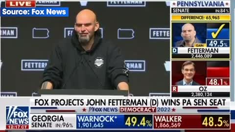 Fetterman Attempts a Victory Speech