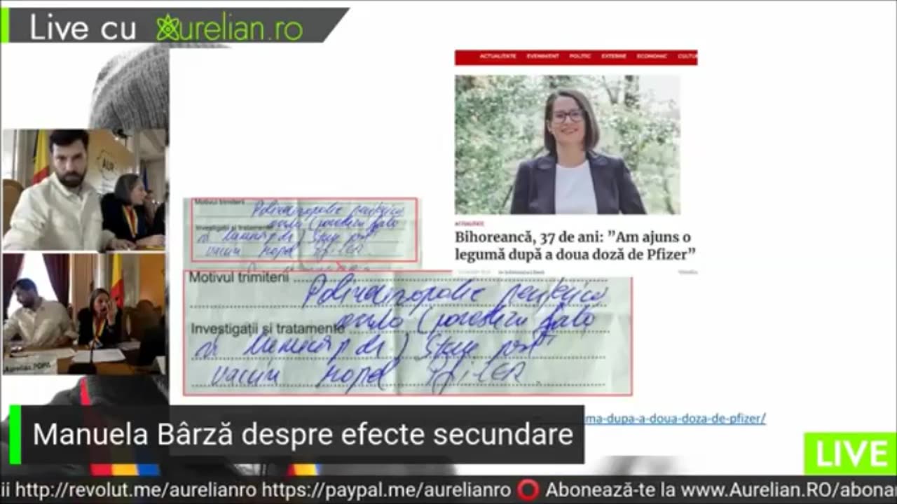 Manuela Bîrză, Palatul Parlamentului, 10 feb 2023. Efect advers postvaccinare anticovid