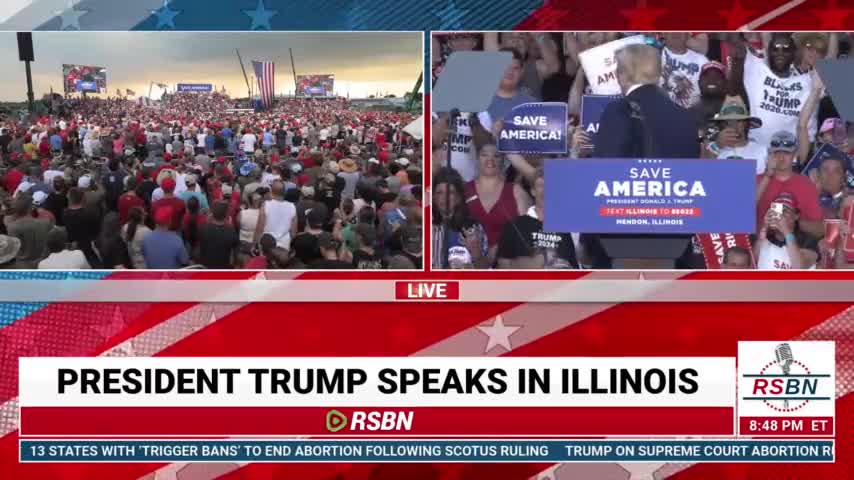 PRESIDENT DONALD TRUMP SAVE AMERICA RALLY LIVE IN MENDON, IL – 6/25/22