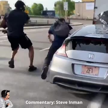 Classic: Antifa and BLM standing in front of cars