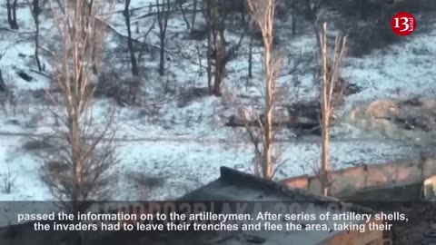 Drone wouldn’t let Russians rest - they took the wounded and started running in snowy forest